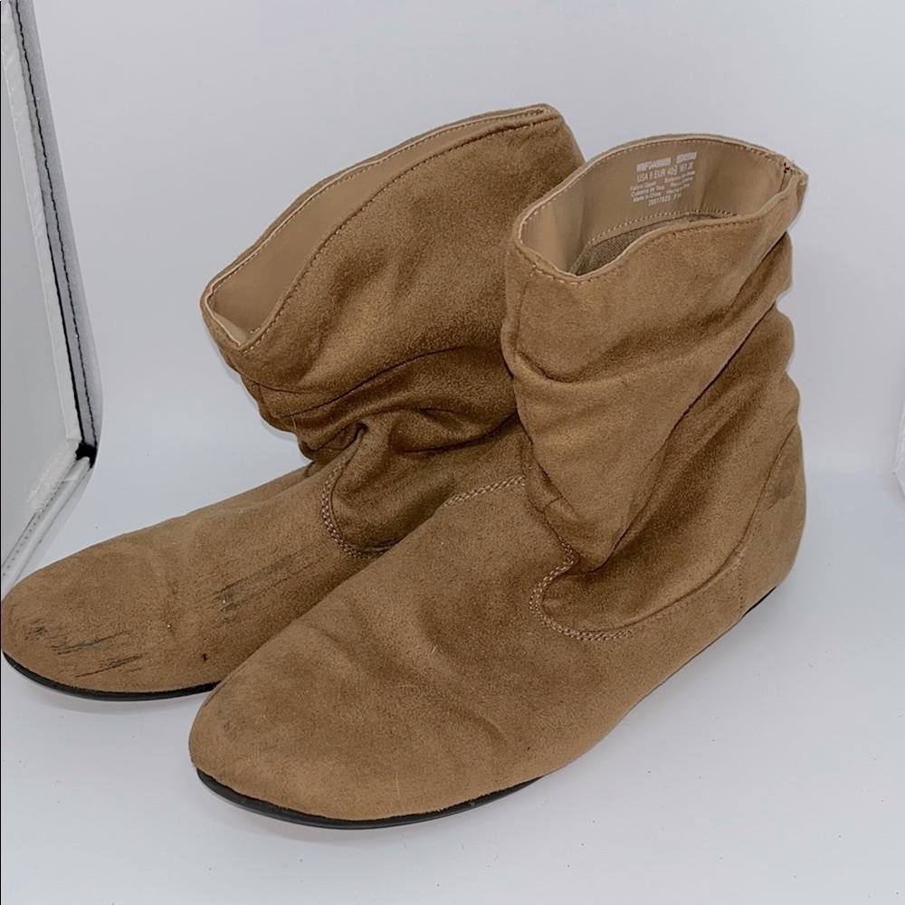 Brown Suede Slouch Ankle Boots